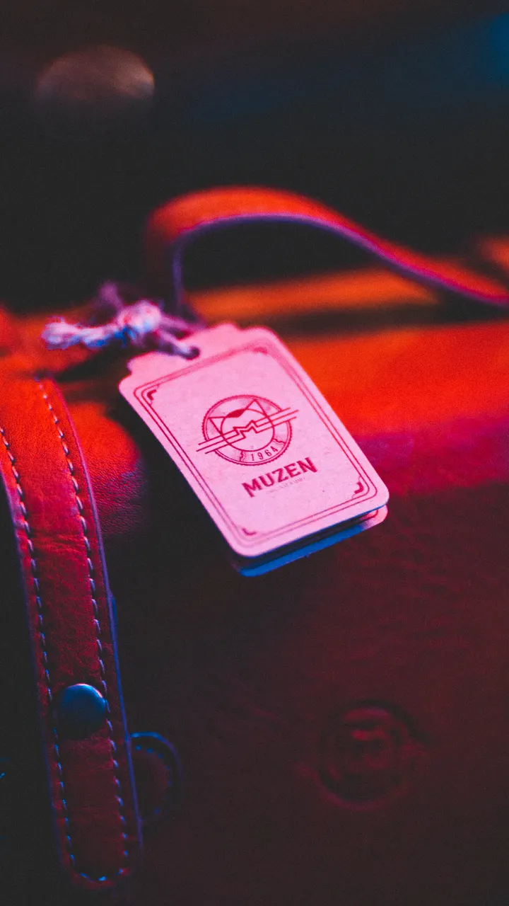 Embossed leather branding detail