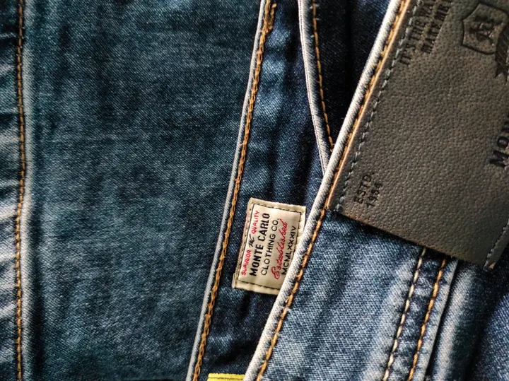 Close-up stitched leather patch