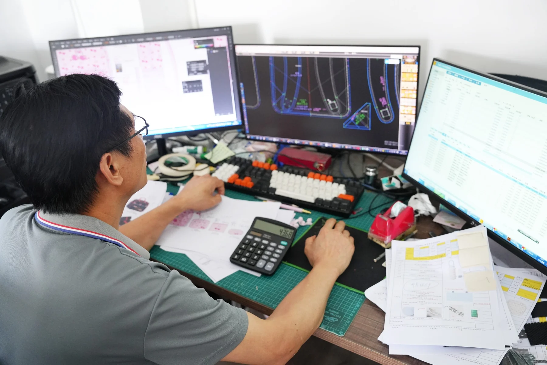 Product development technician preparing digital pattern and production files