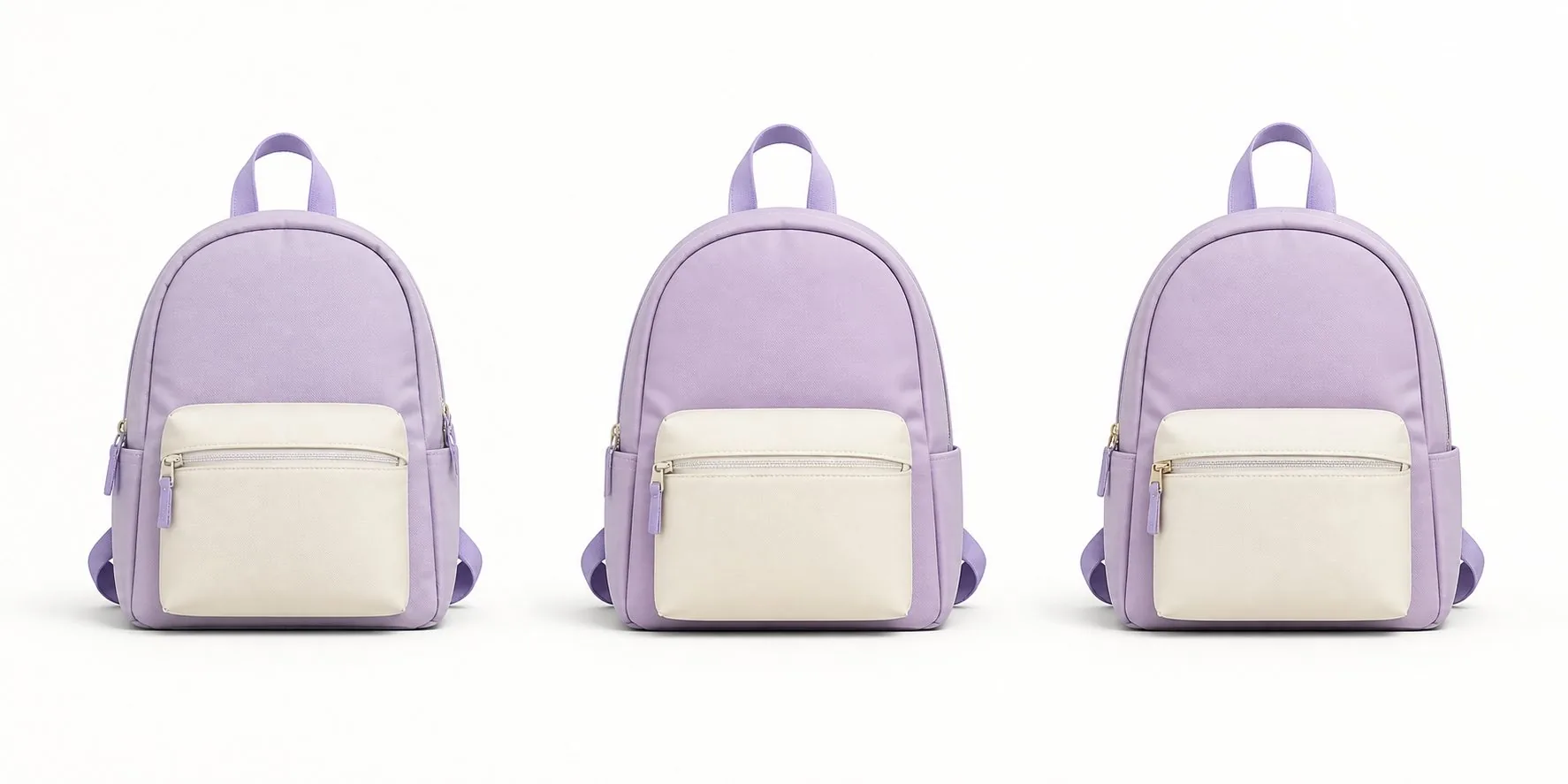Three stages of lavender backpack sample development