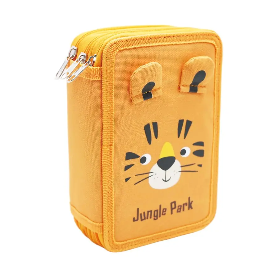 Tiger Double-Zip Pencil Case