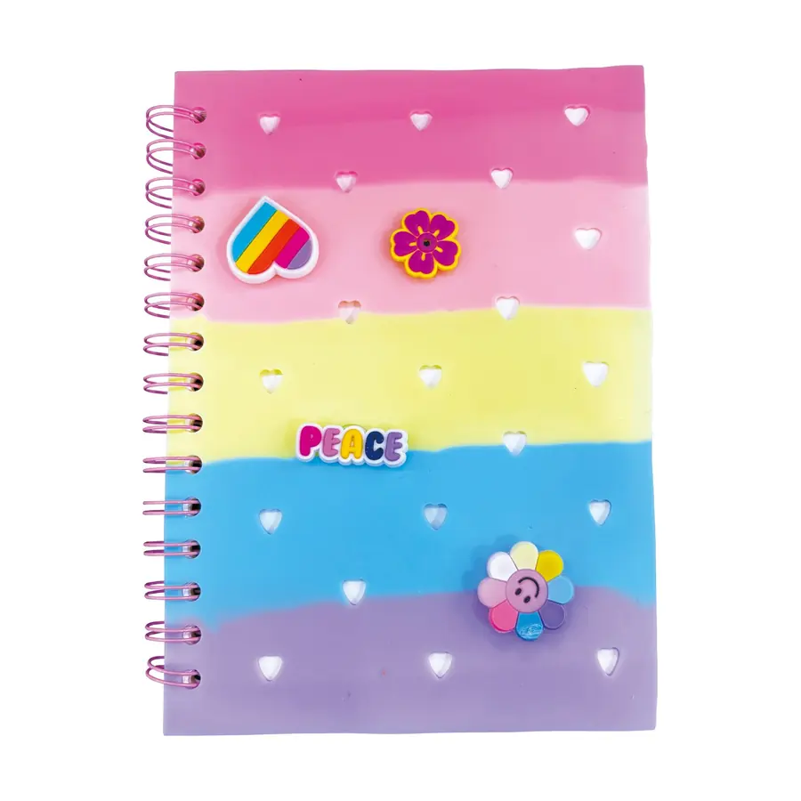 Checkered Floral Silicone Spiral Notebook