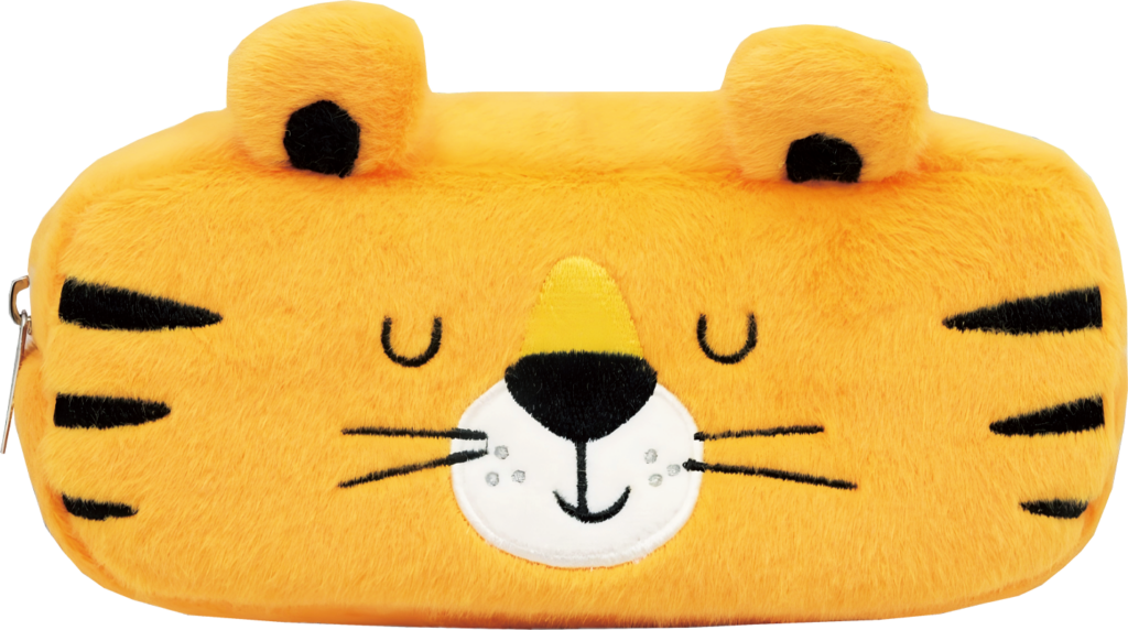 Plush Fur Pencil Case with Embroidered 3D Ears