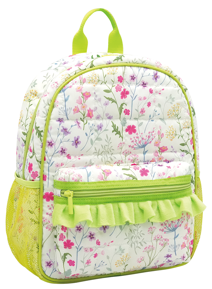 Quilted Backpack with Plush Trim