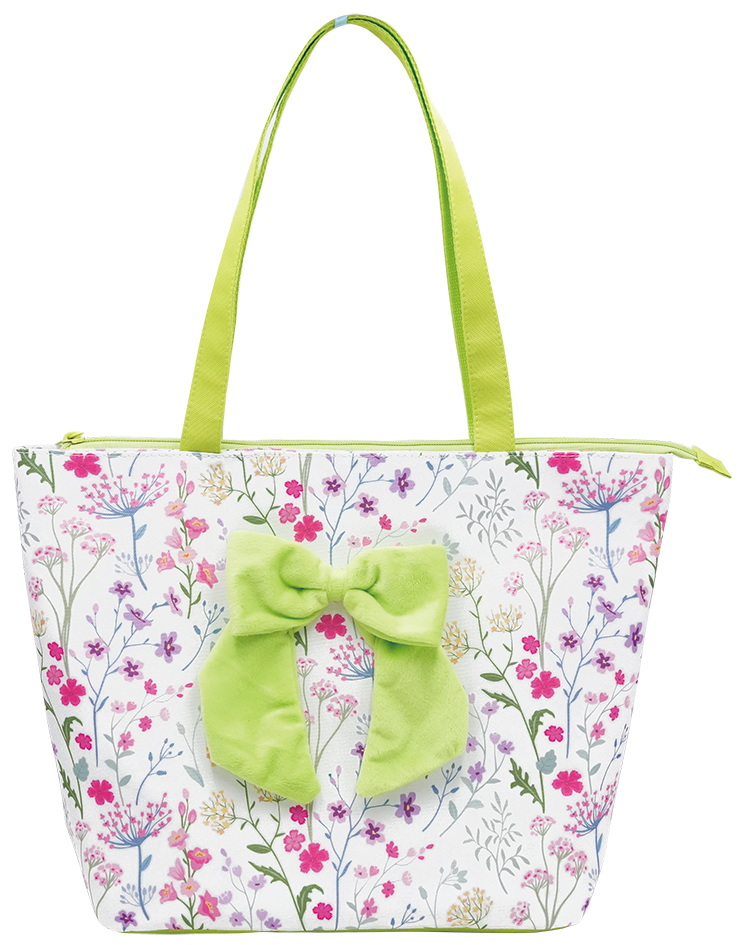 Printed 600D Tote Bag with Plush Bow