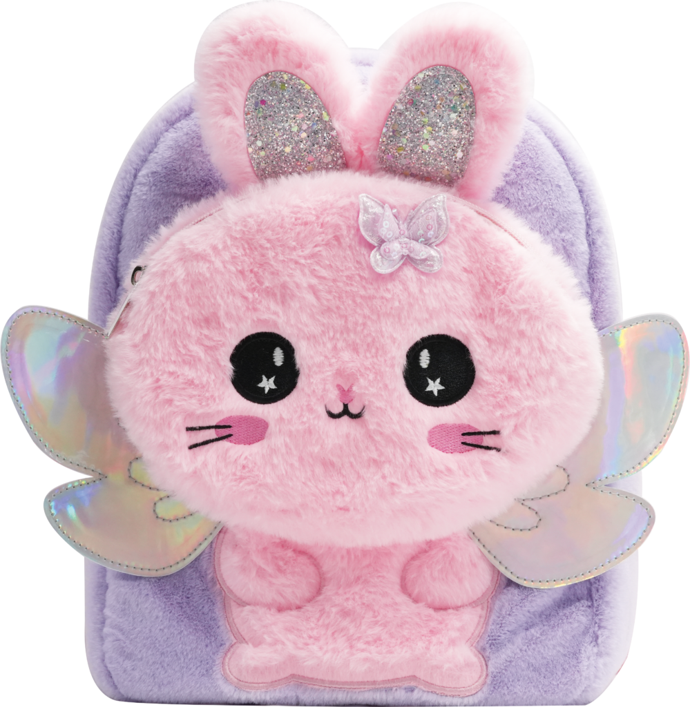 Plush Mini Backpack with Iridescent PVC Wings