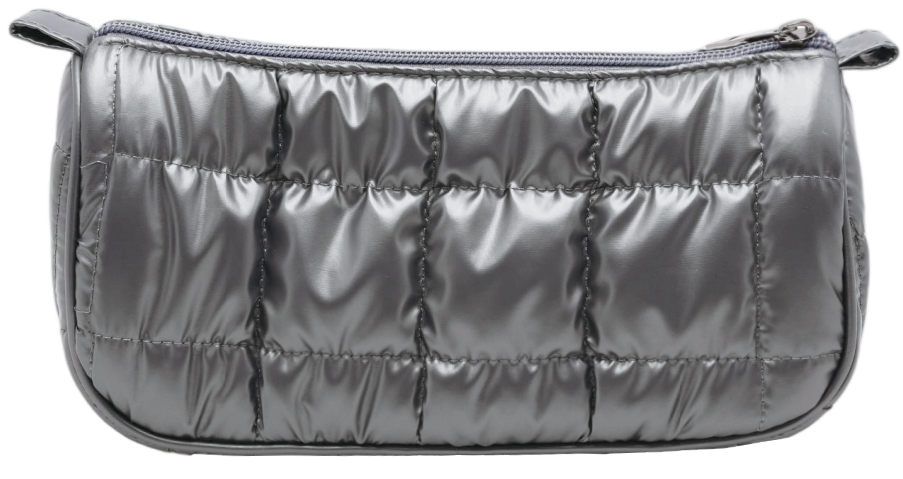 Quilted Metallic Half-Circular Pencil Case