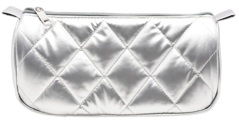 Quilted Metallic Half-Circular Pencil Case