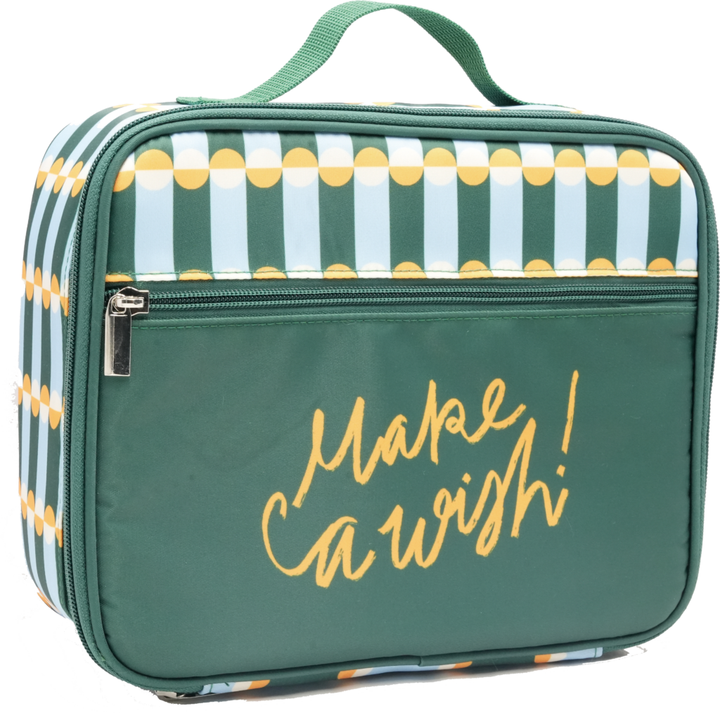 Printed Twill Lunch Bag with Front Zipper Pocket