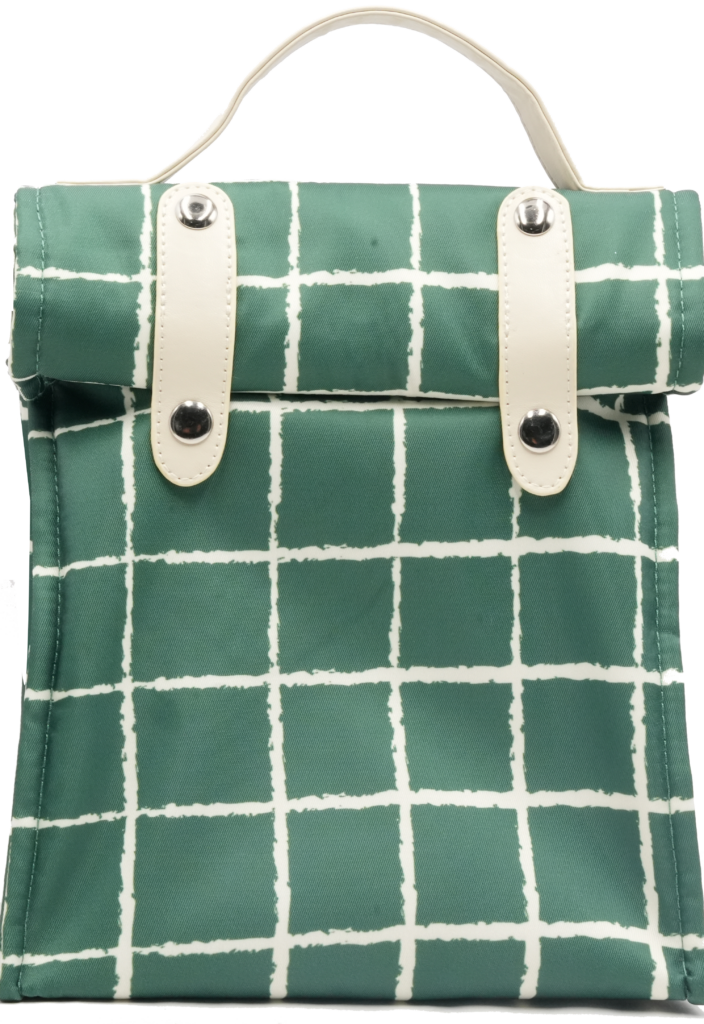 Printed Twill Insulated Lunch Bag with PU Handle