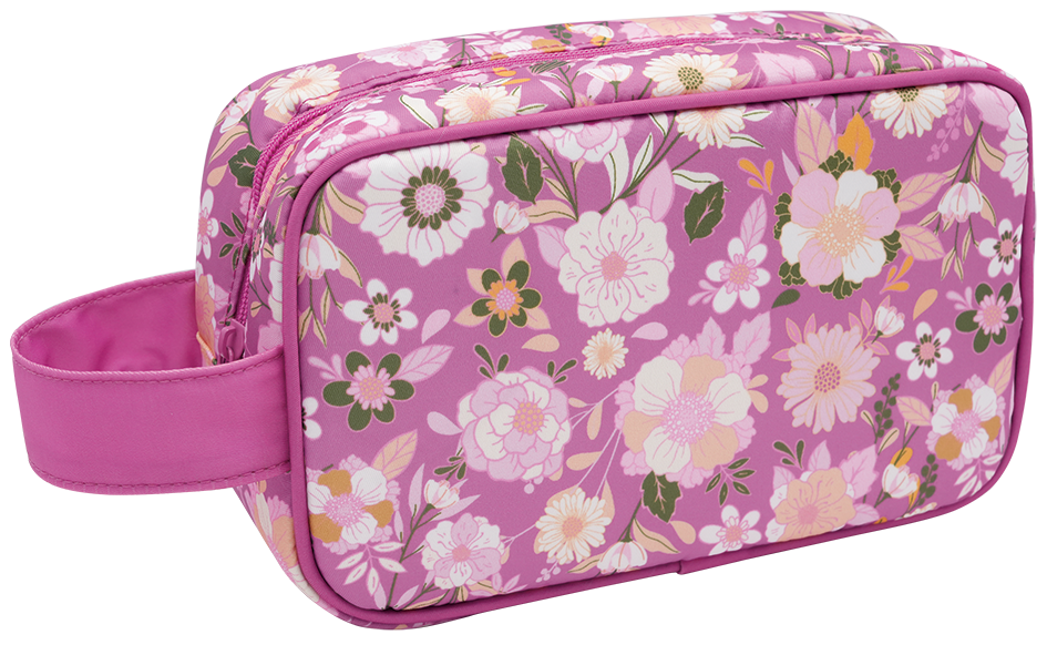 Printed Twill Cosmetic Bag with Handle