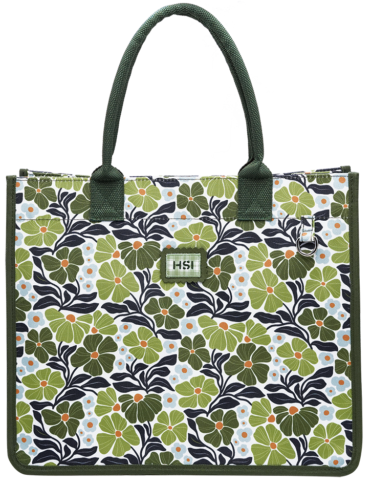 Printed Canvas Tote Bag with Magnetic Closure